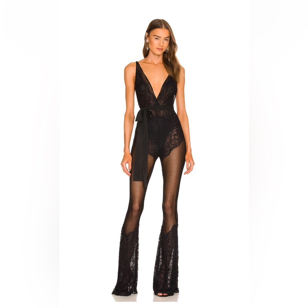 Black Lace Sheer Jumpsuit
